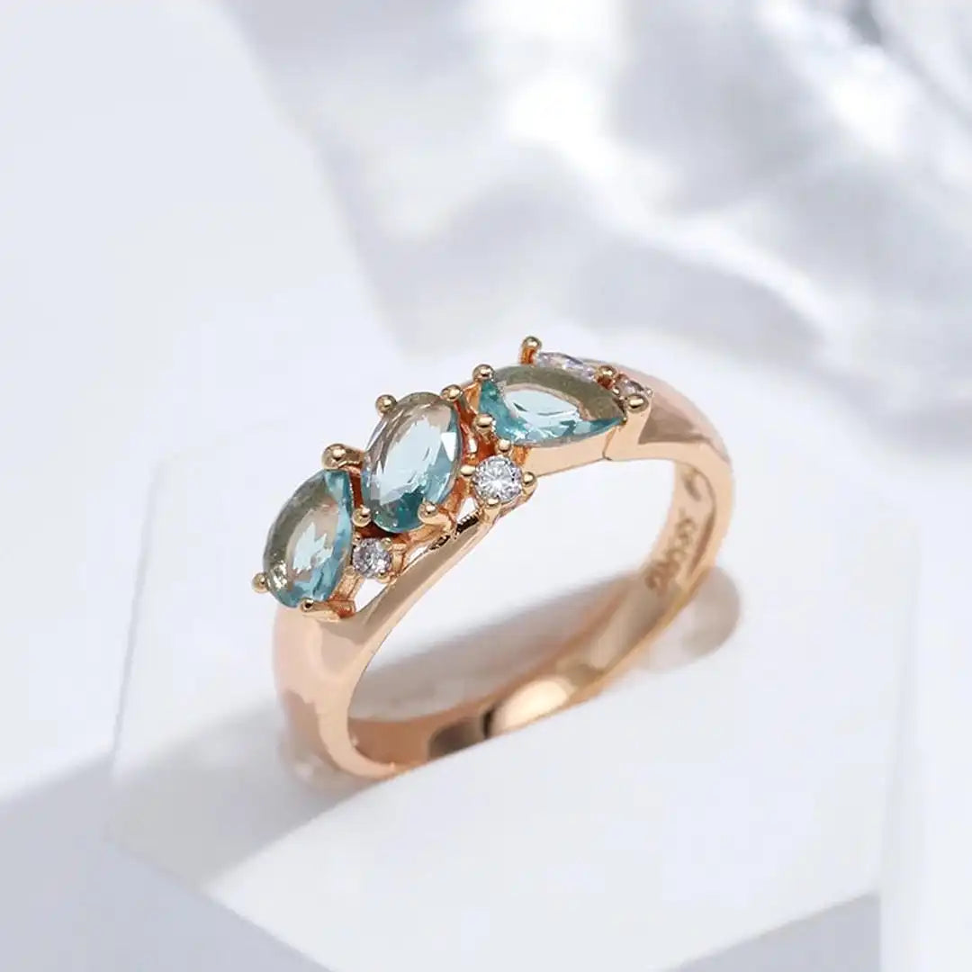 Rose Gold Ring Caoimhe with Blue Zircon