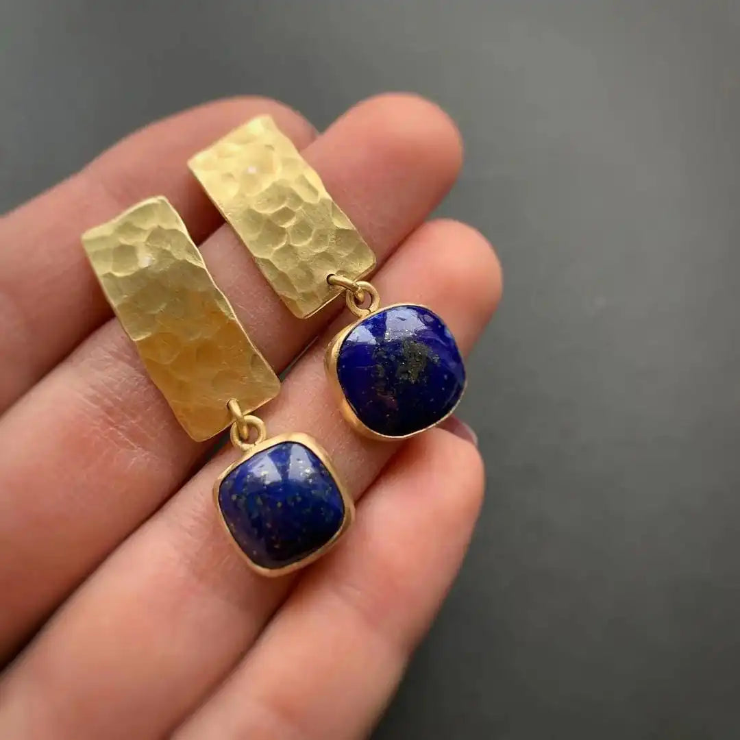 Gold Drop Earrings Róisín with Lapis Lazuli