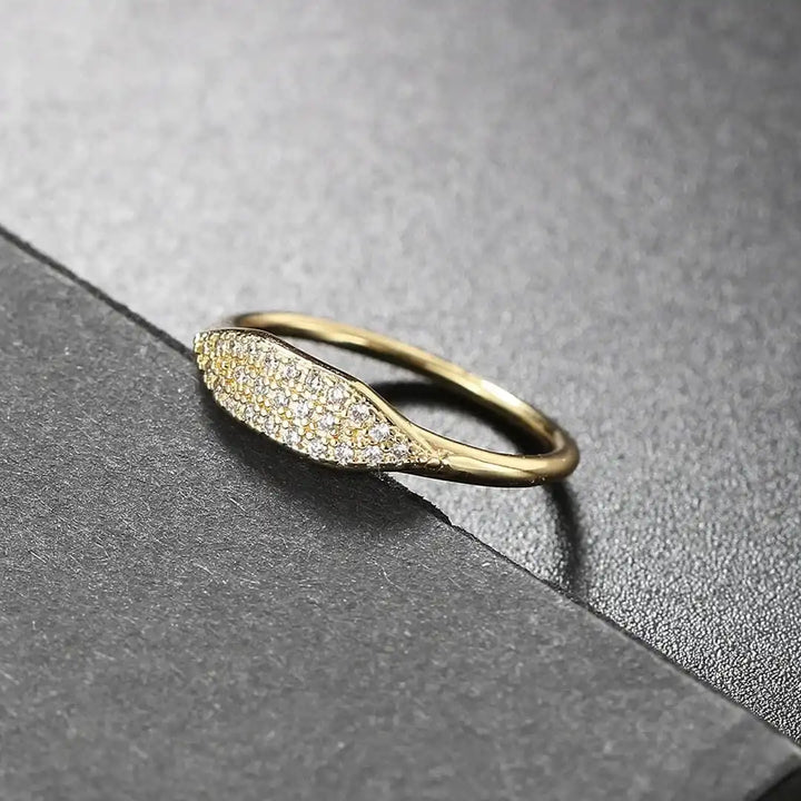 Gold Stacking Ring Caoimhe with Pavé Crystals