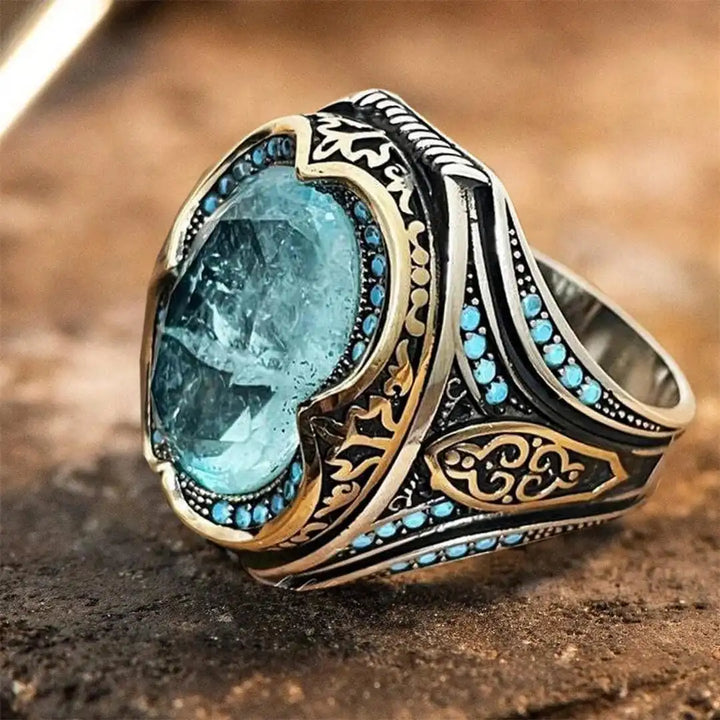 Silver & Gold Ring Clíodhna with Aquamarine