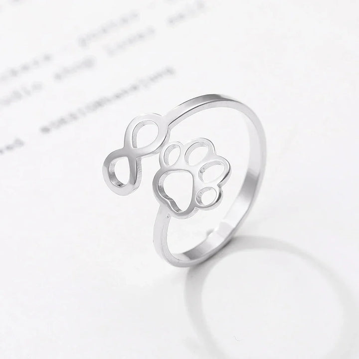 Adjustable Infinity Paw Ring – Stainless Steel