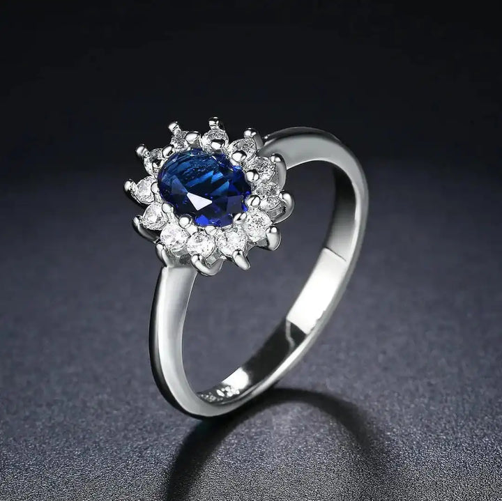 Gold & Silver Halo Ring Clíodhna with Ruby & Sapphire