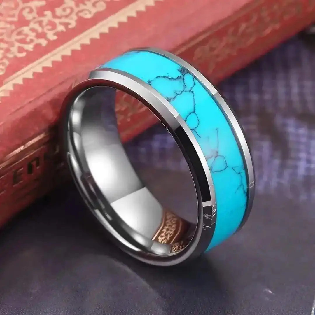Silver Band Ring Eithne with Turquoise