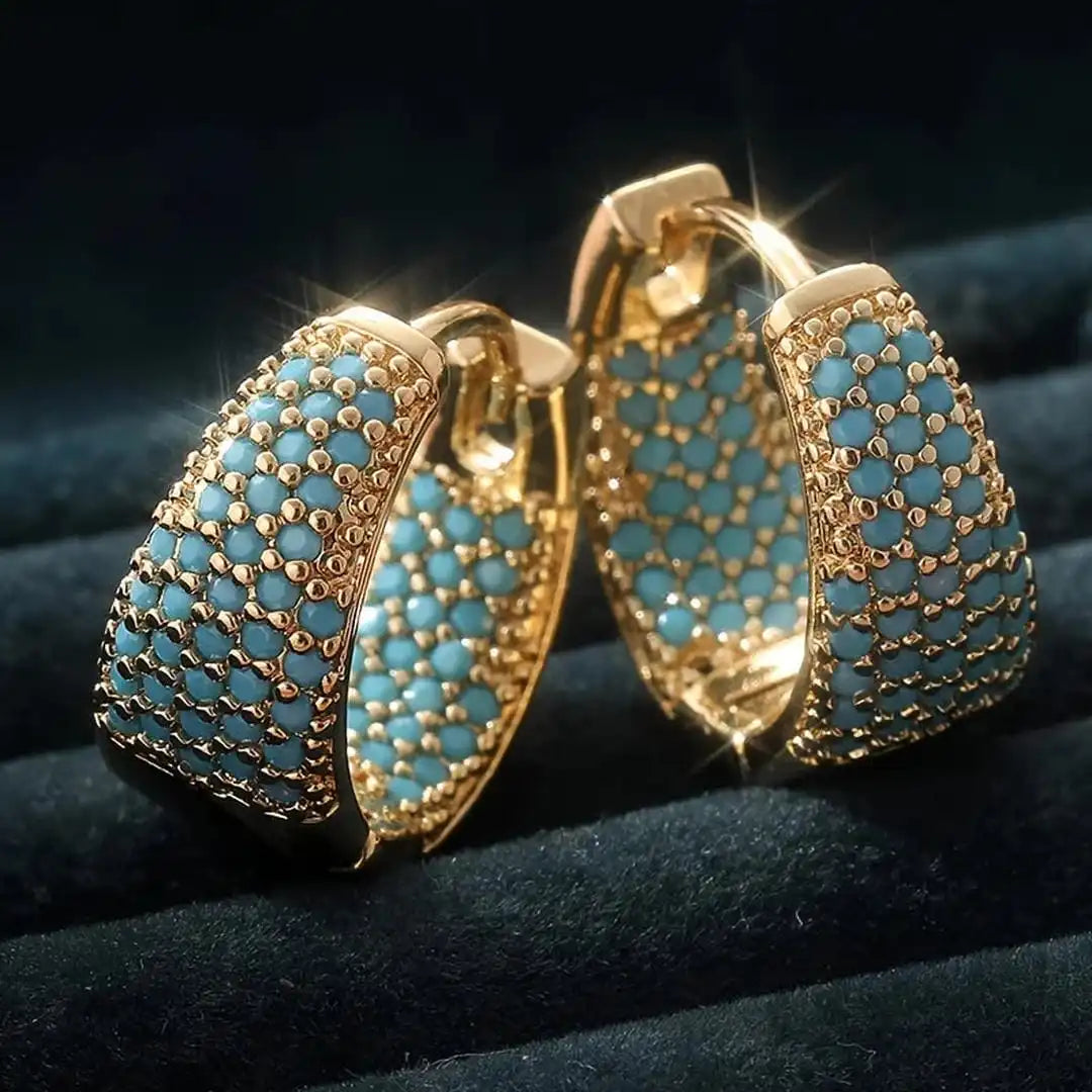 Gold Hoop Earrings Clíodhna with Turquoise