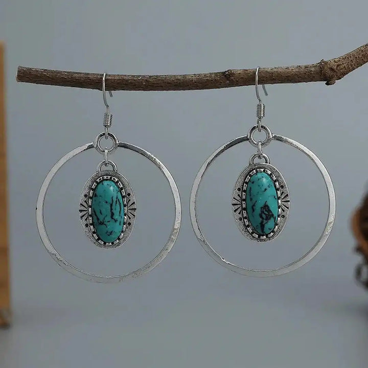 Silver Drop Earrings Dáiríne with Turquoise