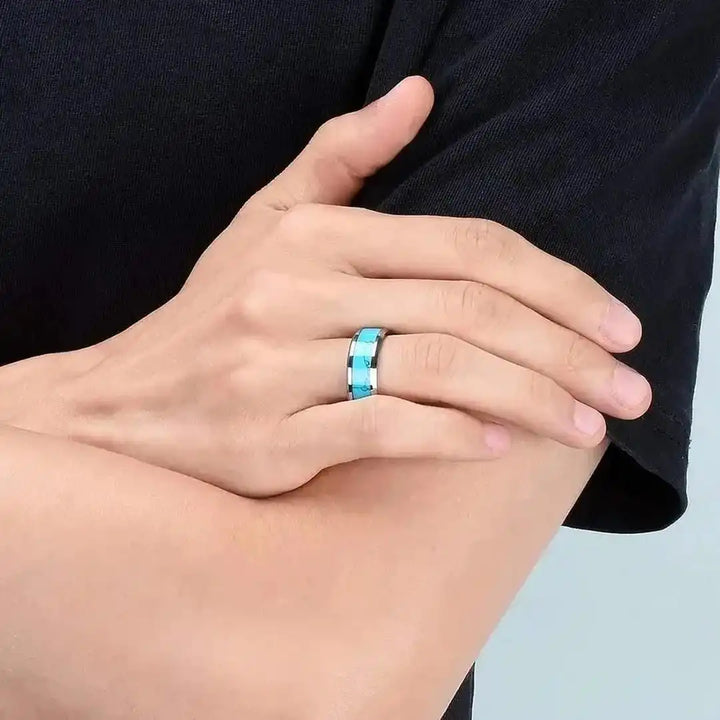 Silver Band Ring Eithne with Turquoise