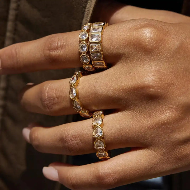 Gold Ring Set Eabha with Baguette Zirconia