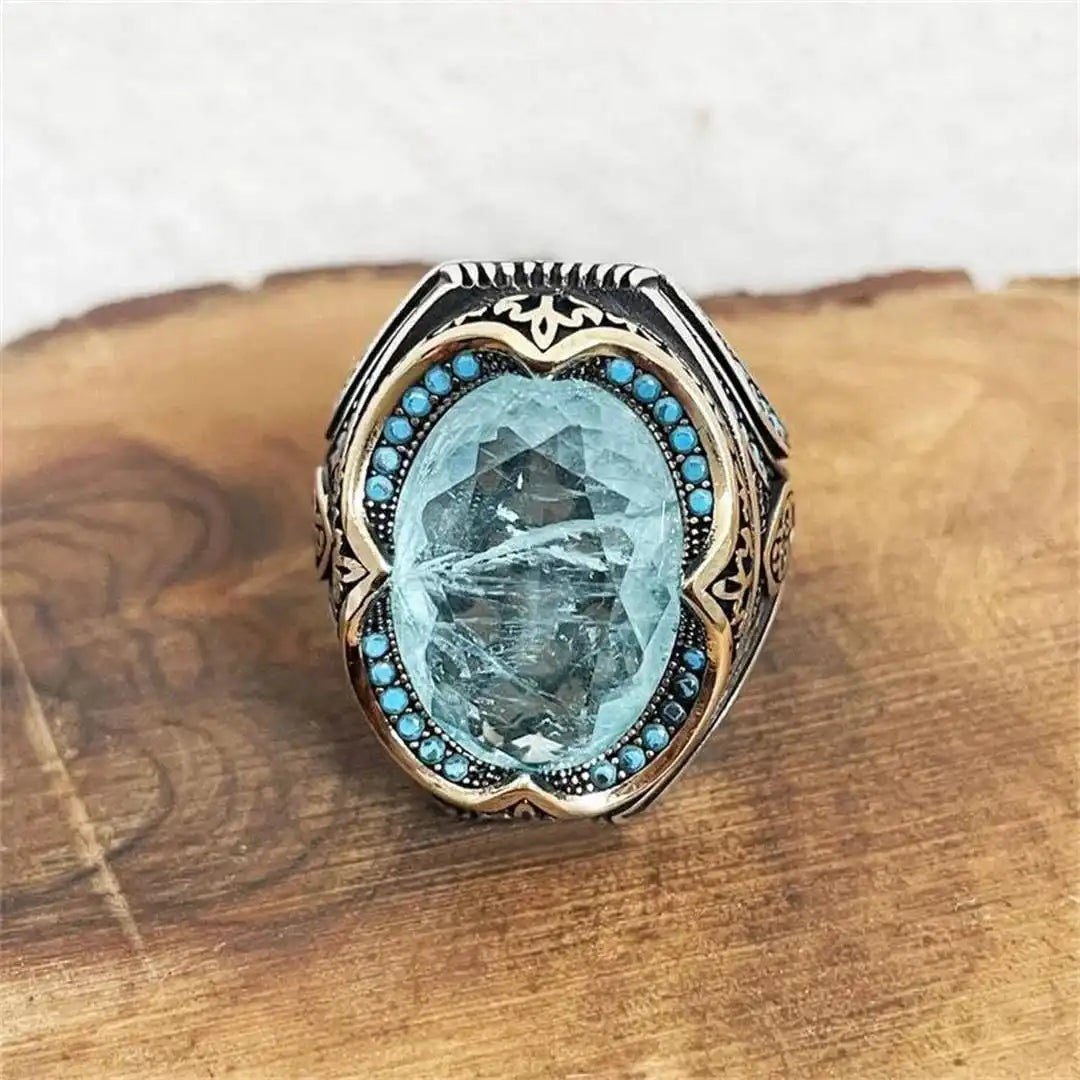 Silver & Gold Ring Clíodhna with Aquamarine