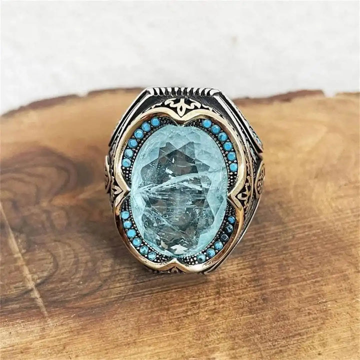 Silver & Gold Ring Clíodhna with Aquamarine
