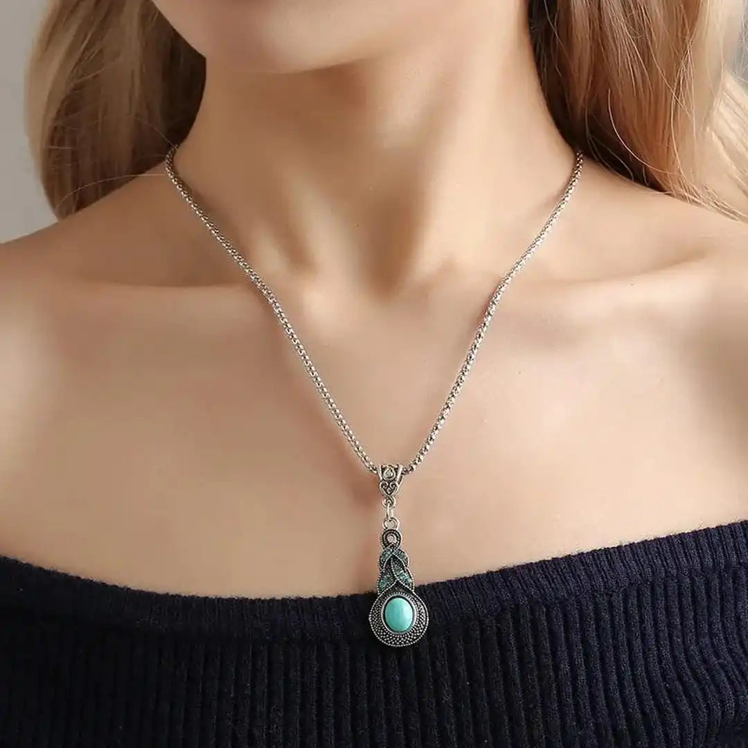 Silver Necklace Set Sorcha with Turquoise