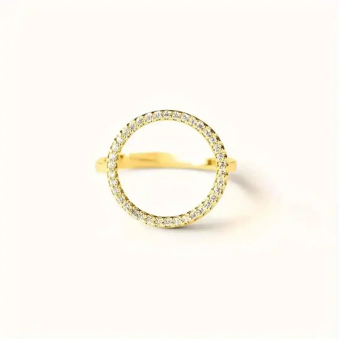 Gold Open Circle Ring Méabh with Zirconia
