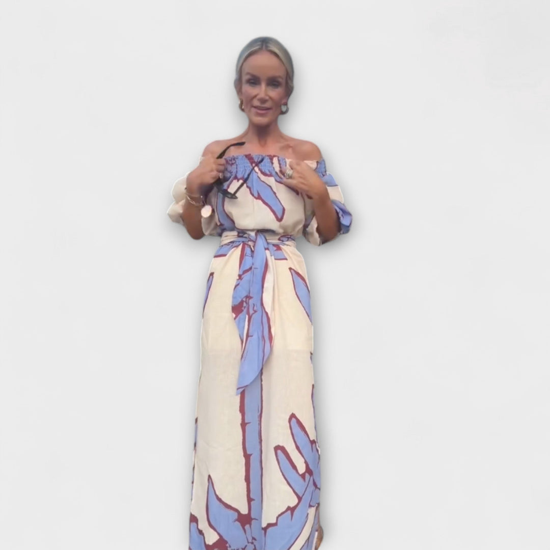 Georgia - Buntes Off-Shoulder-Maxikleid mit Print