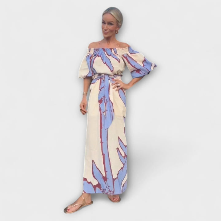 Georgia - Buntes Off-Shoulder-Maxikleid mit Print