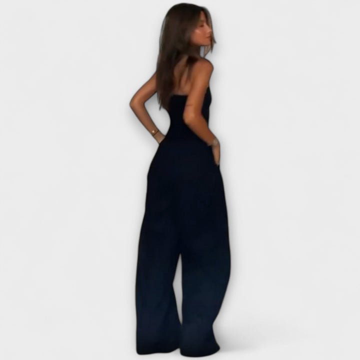 Sandrine - Eleganter dunkelblauer Bandeau-Jumpsuit