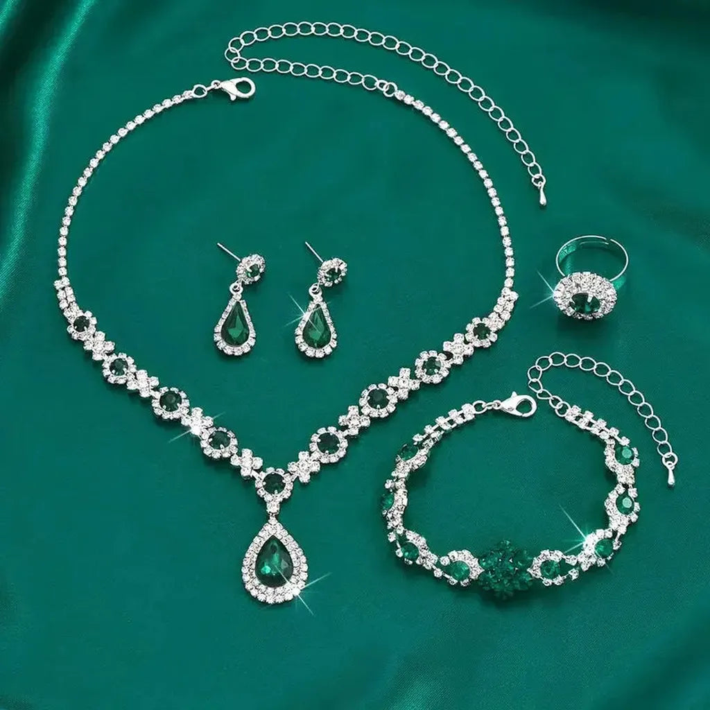 Adriana Lysandra Jewelry Set | White Gold-Tone