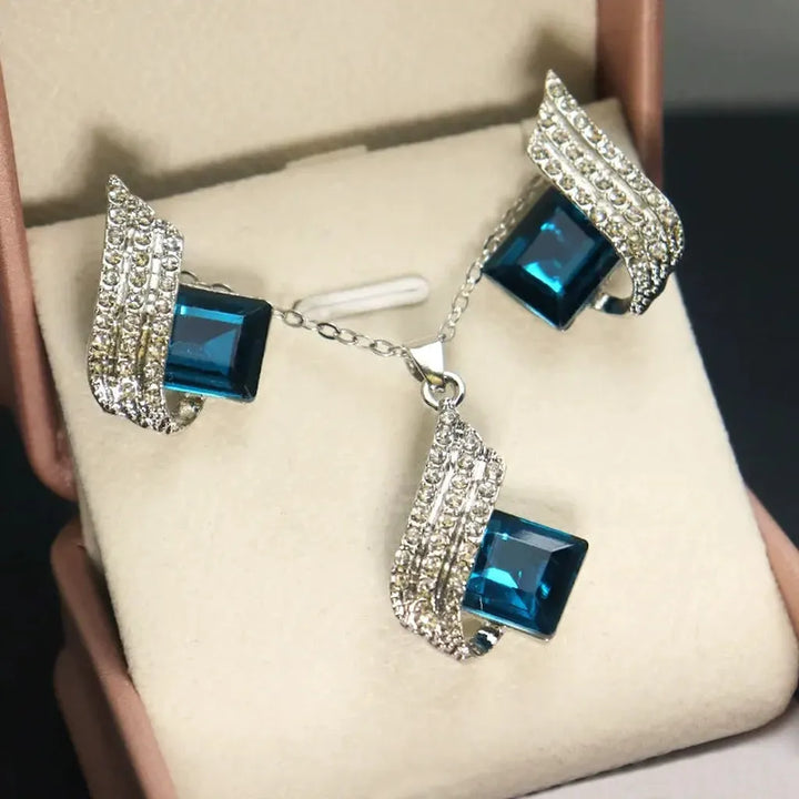 Luna Jewelry Set | White Gold-Tone