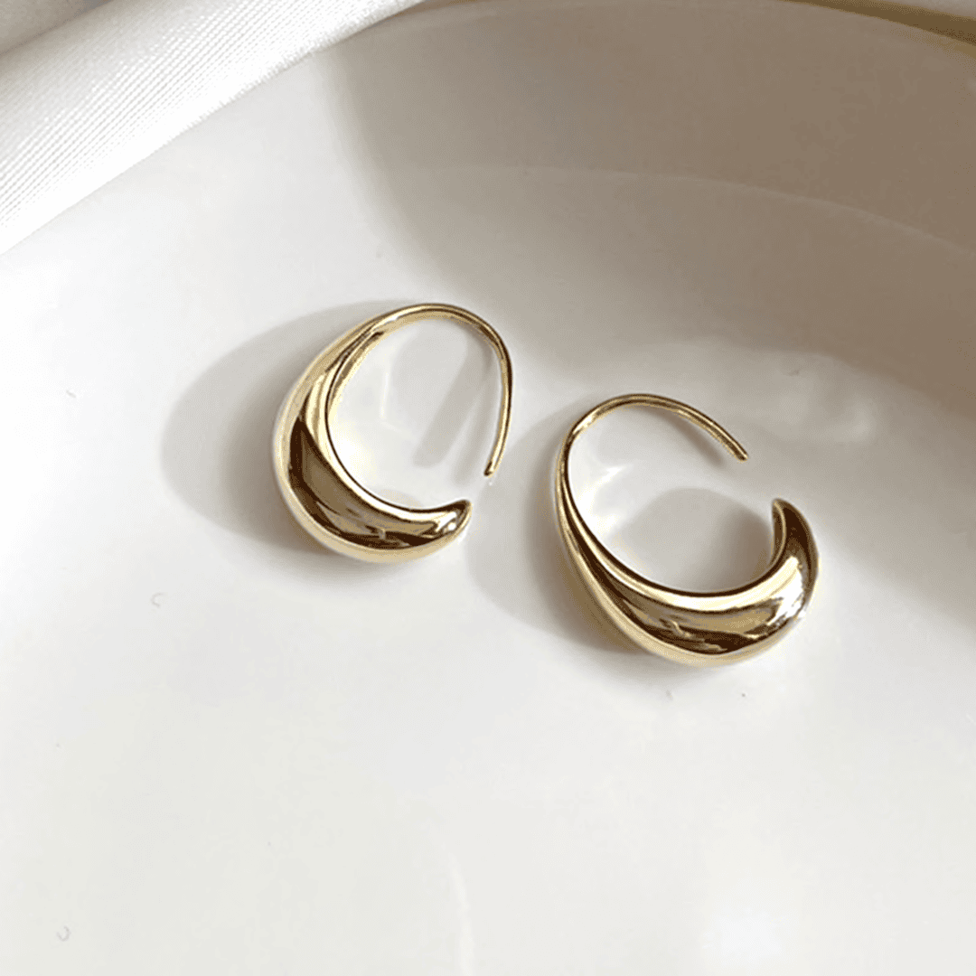 Gold Hoop Earrings Cobh with Domed Crescent