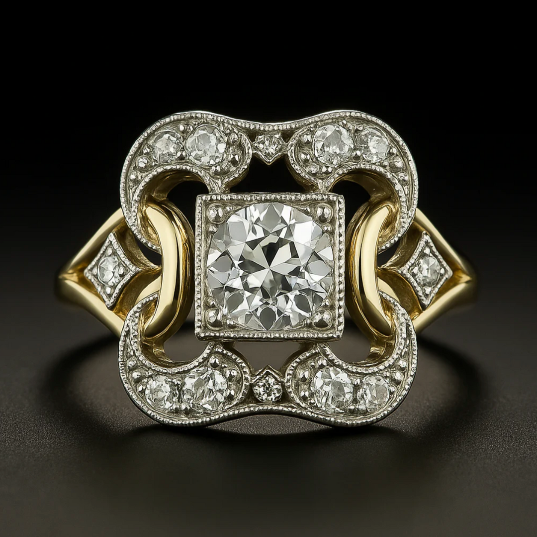 Gold-Plated Vintage Ring Sorcha with Zirconia