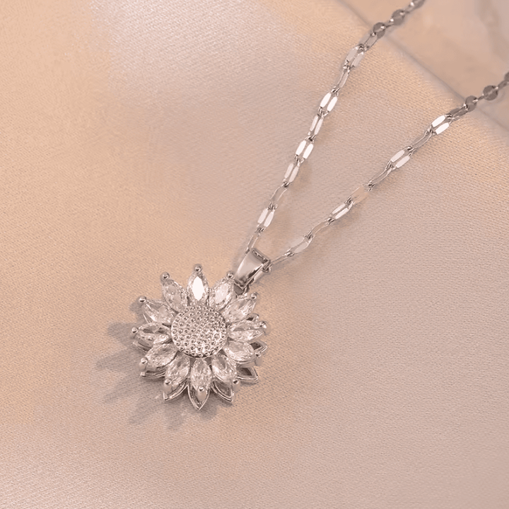 Gold Necklace Ciara with Sunflower and Zirconia
