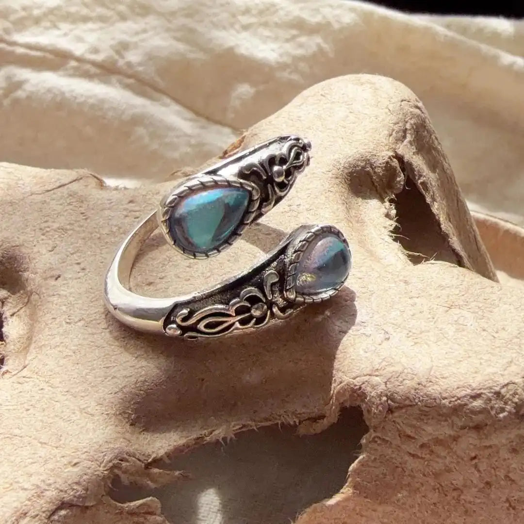 Silver Adjustable Ring Eithne with Moonstone