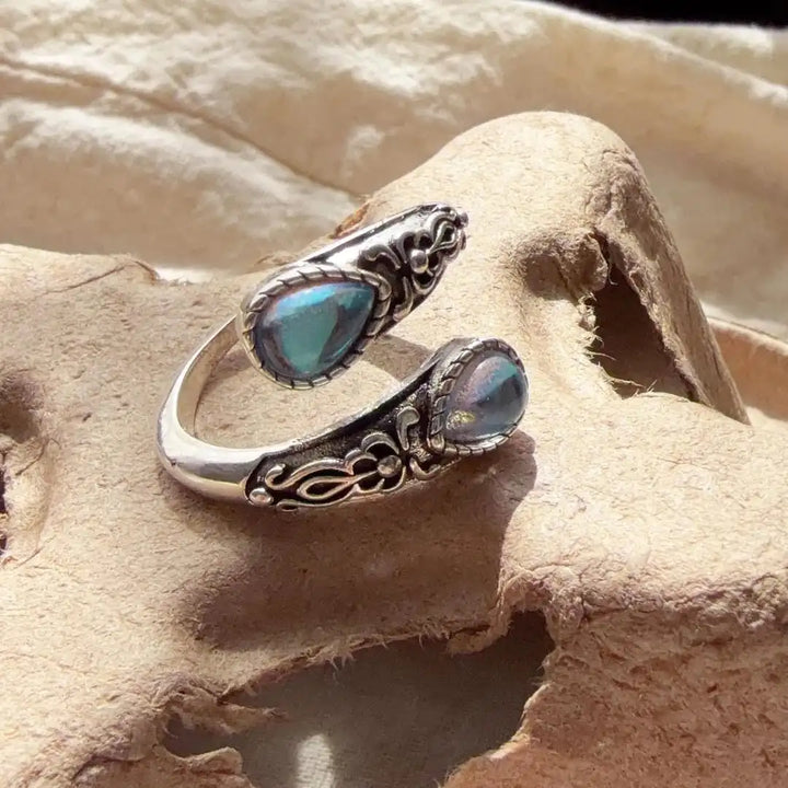 Silver Adjustable Ring Eithne with Moonstone