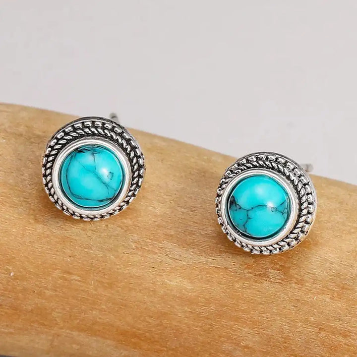 Silver Stud Earrings Sinéad with Turquoise