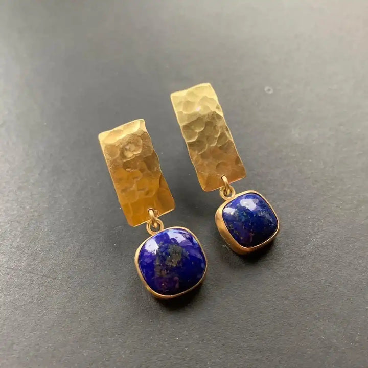 Gold Drop Earrings Róisín with Lapis Lazuli