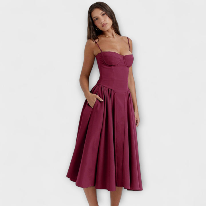 Rosalie - Salbeigrünes ärmelloses Korsettkleid