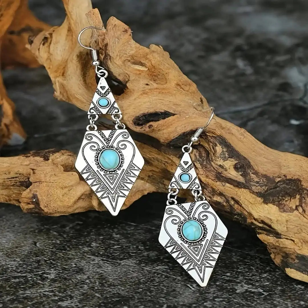 Silver Drop Earrings Bláthnaid with Turquoise