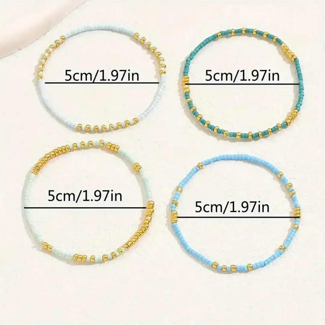 Turquoise and Gold Beaded Bracelet Set Aoibh
