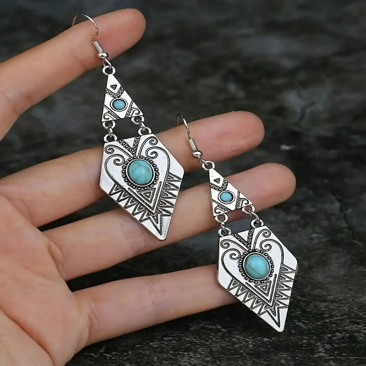 Silver Drop Earrings Bláthnaid with Turquoise