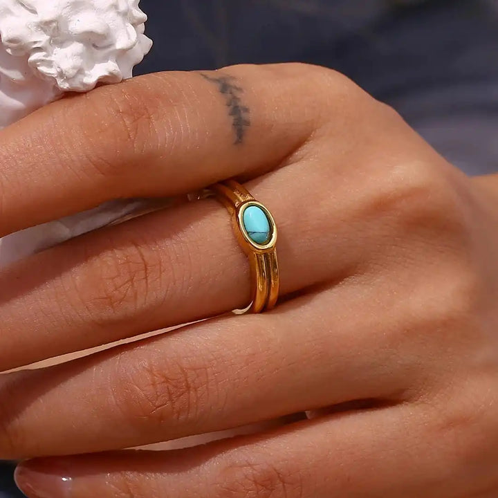 Gold Ring Eabha with Turquoise