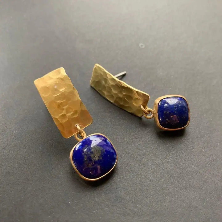 Gold Drop Earrings Róisín with Lapis Lazuli