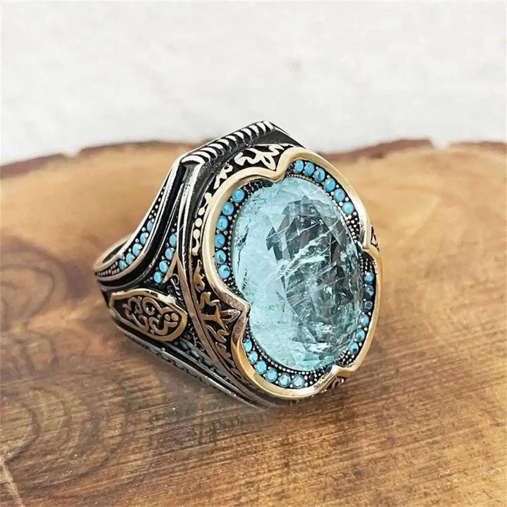 Silver & Gold Ring Clíodhna with Aquamarine