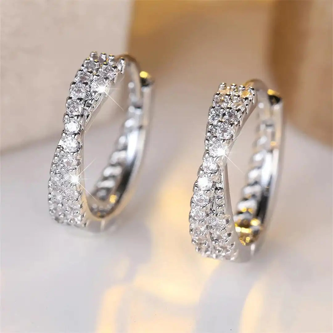 Gold Huggie Earrings Niamh with Zirconia