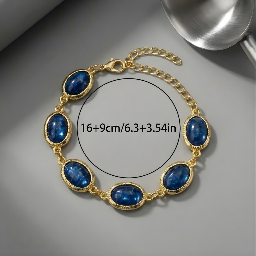 Gold Chain Bracelet Saoirse with Sapphire