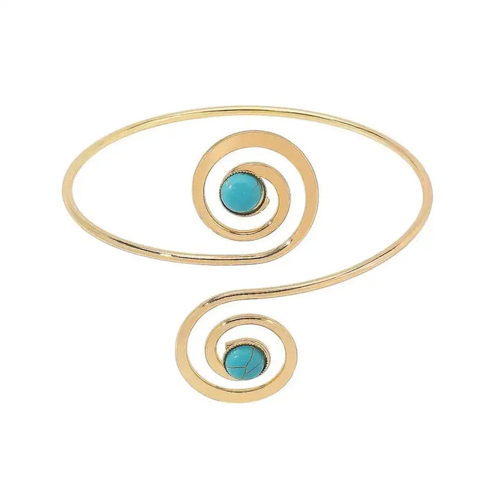 Gold Arm Cuff Gráinne with Turquoise Spirals