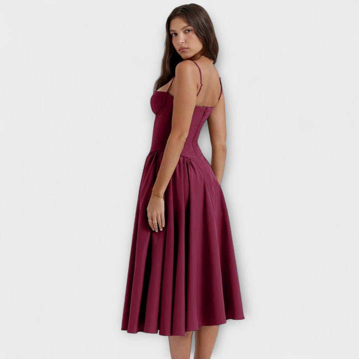 Rosalie - Salbeigrünes ärmelloses Korsettkleid