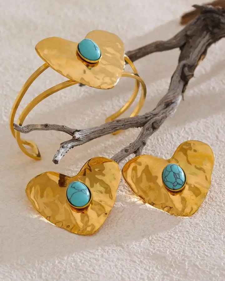 Gold Turquoise Heart Jewellery Set Nuala