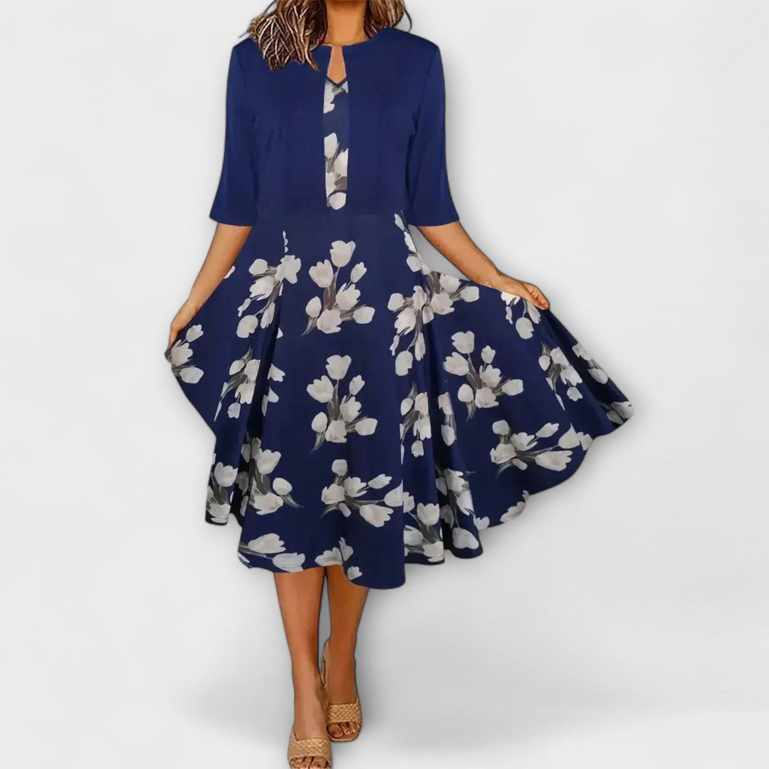 Damen-Midikleid mit Blazer in Blau und Weiss