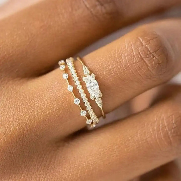 Gold Ring Set Fiadh with Zirconia