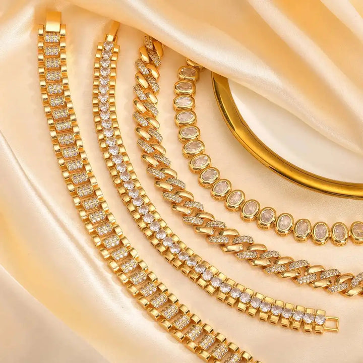 Gold Zirconia Bracelet Set Áine
