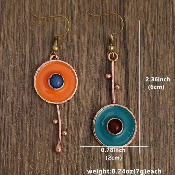 Antique Gold Drop Earrings Órla with Enamel Discs