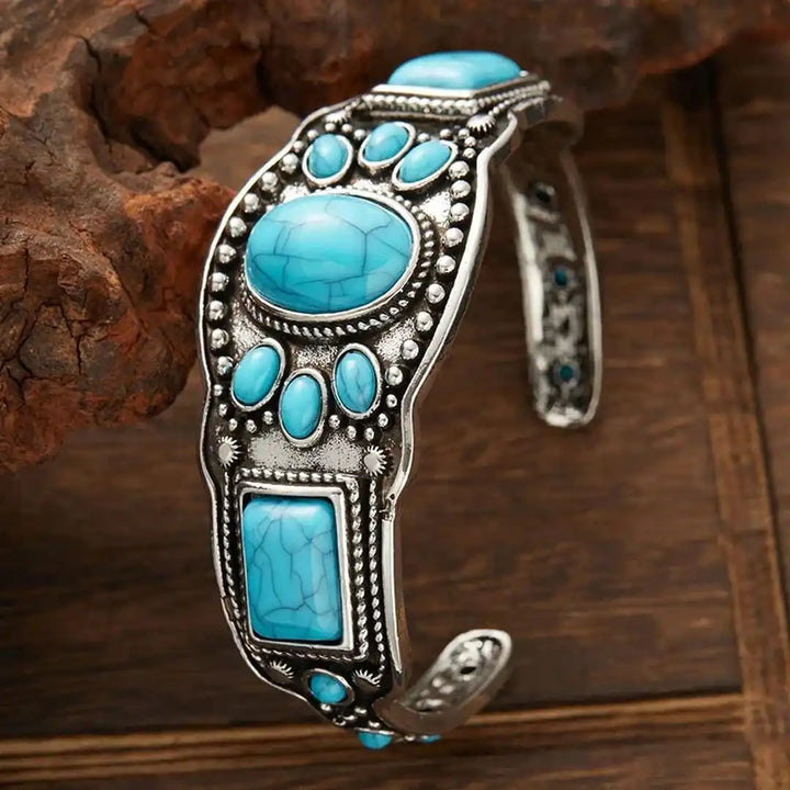 Silver Cuff Bracelet Sadhbh with Turquoise