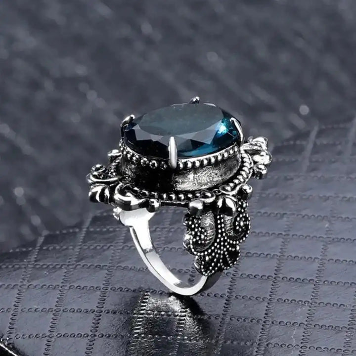 Silver Ring Bláthnaid with Blue Zircon