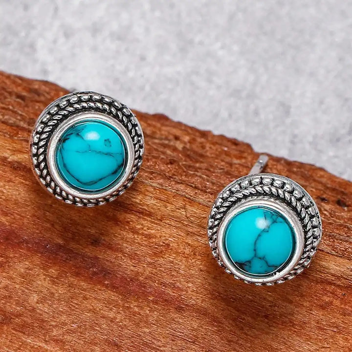 Silver Stud Earrings Sinéad with Turquoise