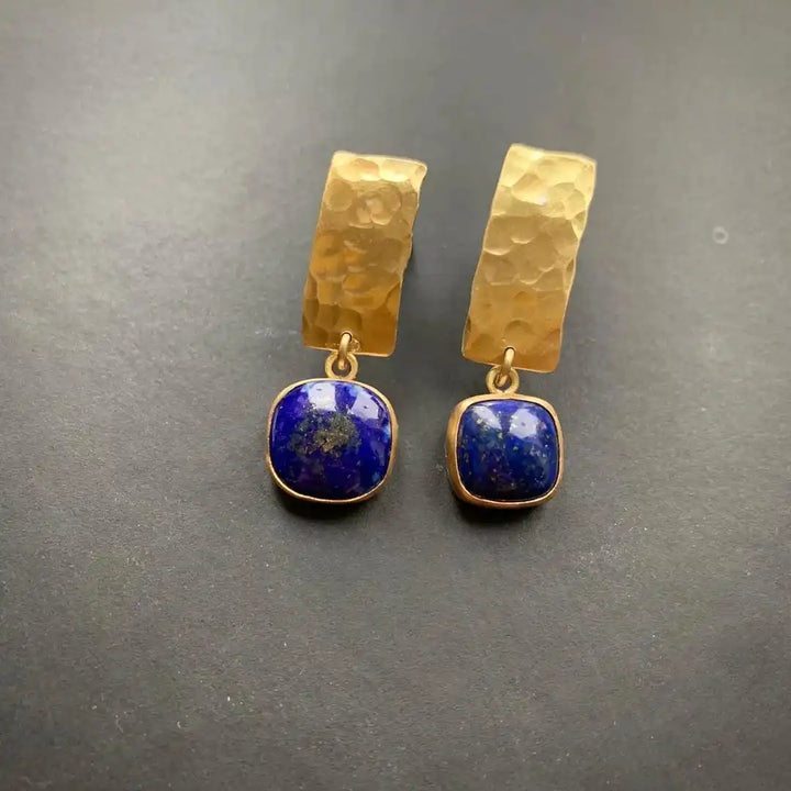 Gold Drop Earrings Róisín with Lapis Lazuli