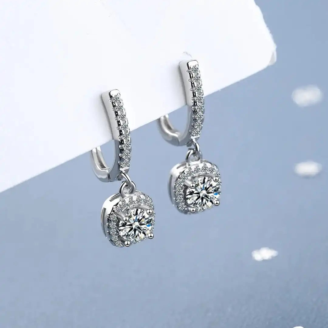 White Gold Drop Earrings Caoimhe with Zirconia