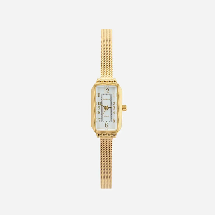 Gold Watch Eithne with Rectangular Case and Mesh Strap