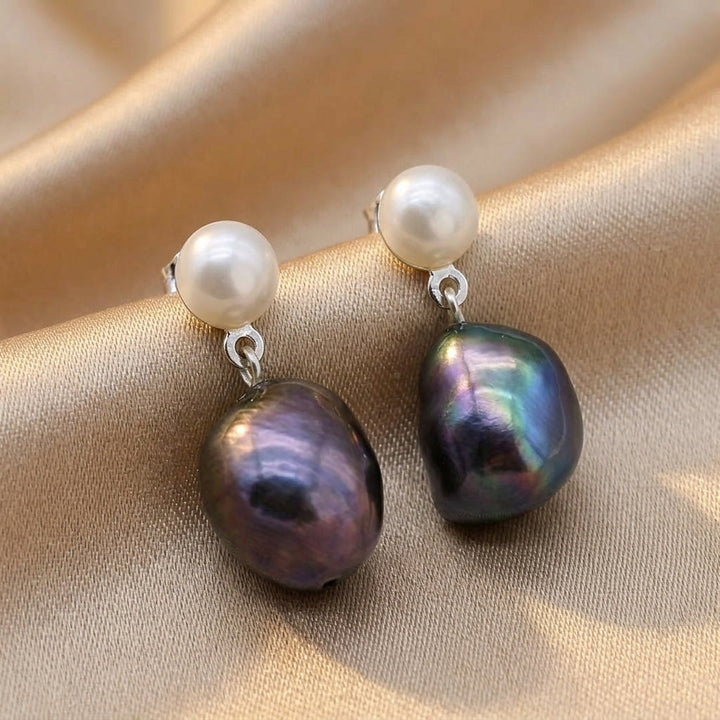 Silver Drop Earrings Róisín with Baroque Pearls